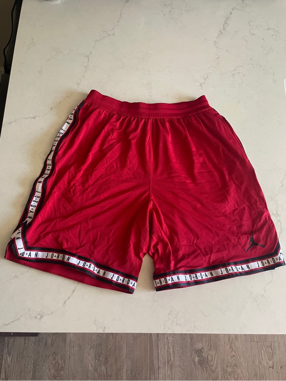 Jordan Men’s Red Athletic Mesh Basketball Shorts with Trim